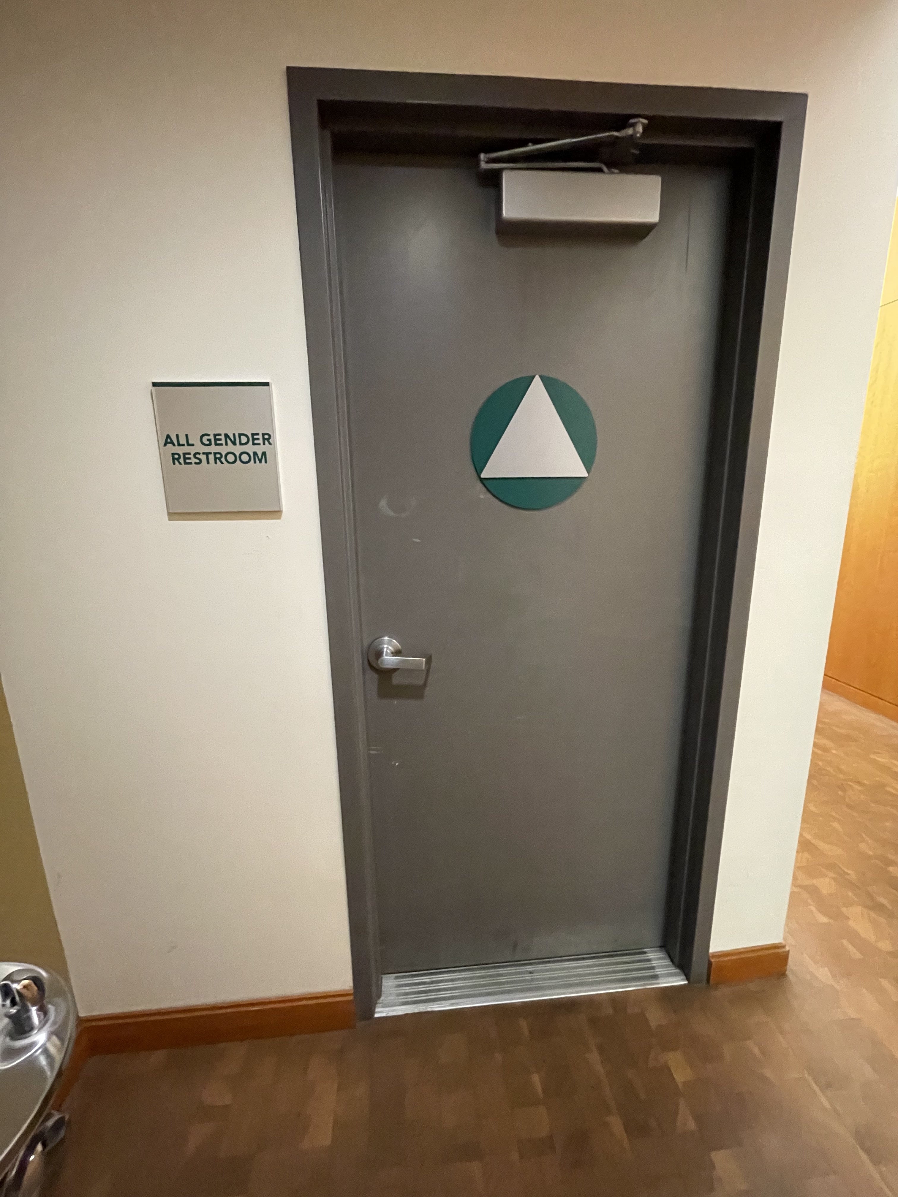 All gender bathroom on the first floor of the Behavioral and Social Studies building.